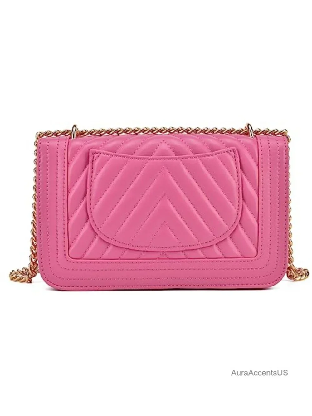 Quilted Faux Leather Satchel Handbag with Convertible Chain Strap